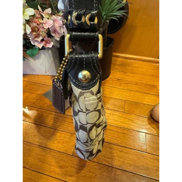 COACH Y2K BLEEKER beige /BROWN SIGNATURE LARGE FLAP BAG #11772 (P170) - Picture 4 of 10